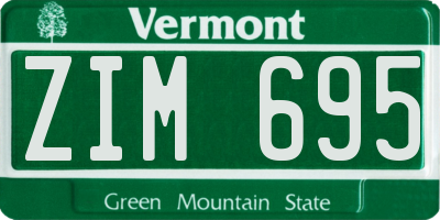 VT license plate ZIM695
