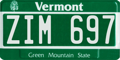 VT license plate ZIM697