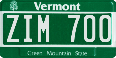 VT license plate ZIM700