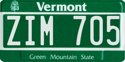 VT license plate ZIM705