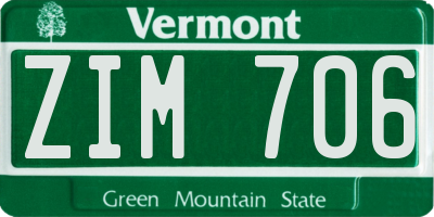 VT license plate ZIM706