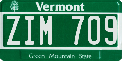 VT license plate ZIM709