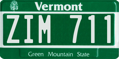VT license plate ZIM711