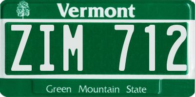 VT license plate ZIM712