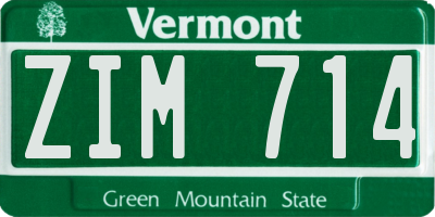 VT license plate ZIM714