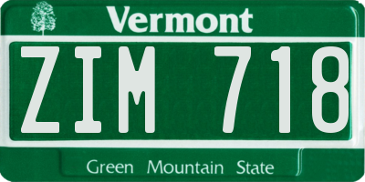 VT license plate ZIM718