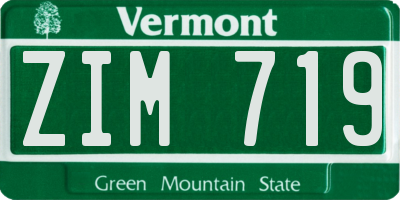 VT license plate ZIM719