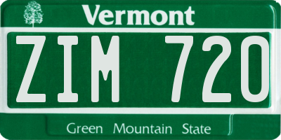 VT license plate ZIM720