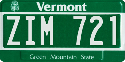 VT license plate ZIM721