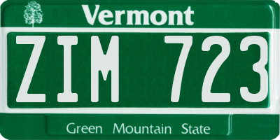 VT license plate ZIM723