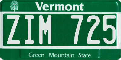 VT license plate ZIM725
