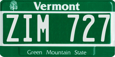 VT license plate ZIM727