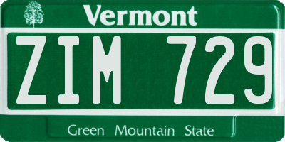 VT license plate ZIM729