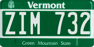 VT license plate ZIM732