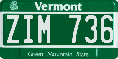 VT license plate ZIM736