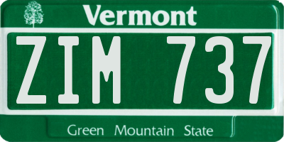VT license plate ZIM737