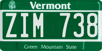 VT license plate ZIM738