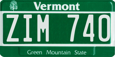 VT license plate ZIM740
