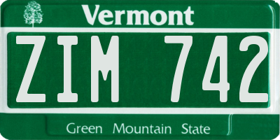 VT license plate ZIM742