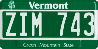 VT license plate ZIM743