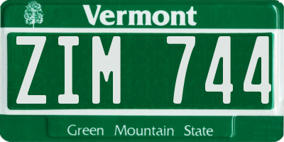 VT license plate ZIM744
