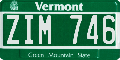 VT license plate ZIM746