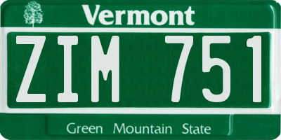 VT license plate ZIM751