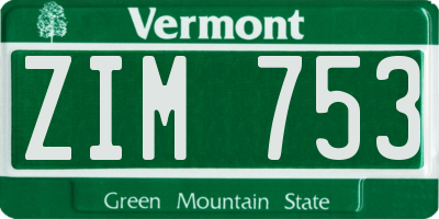 VT license plate ZIM753