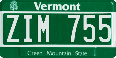 VT license plate ZIM755