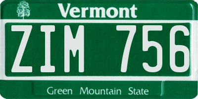 VT license plate ZIM756