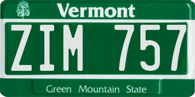 VT license plate ZIM757