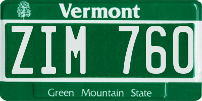 VT license plate ZIM760