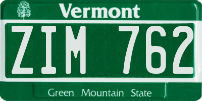 VT license plate ZIM762