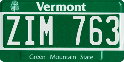VT license plate ZIM763
