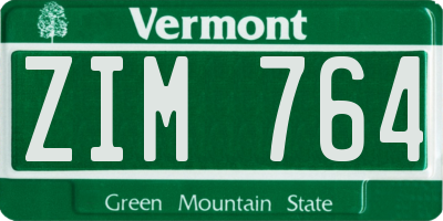 VT license plate ZIM764