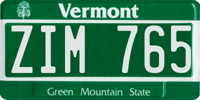 VT license plate ZIM765