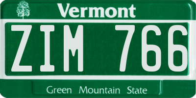 VT license plate ZIM766