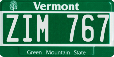 VT license plate ZIM767