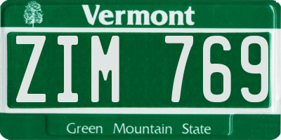 VT license plate ZIM769