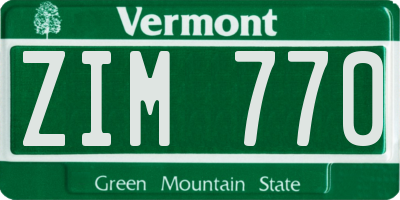 VT license plate ZIM770