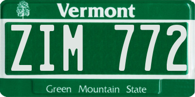 VT license plate ZIM772
