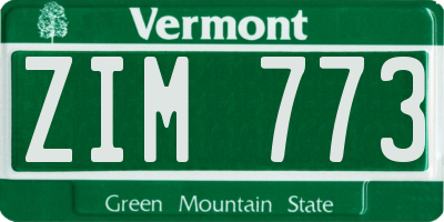 VT license plate ZIM773