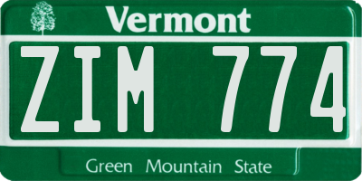 VT license plate ZIM774