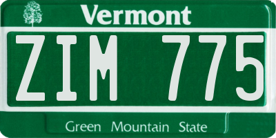 VT license plate ZIM775