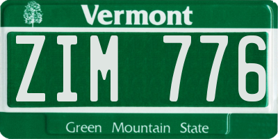 VT license plate ZIM776