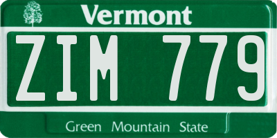 VT license plate ZIM779