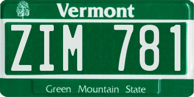VT license plate ZIM781