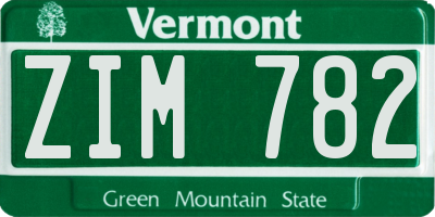 VT license plate ZIM782