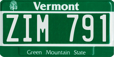 VT license plate ZIM791