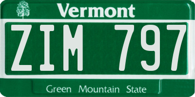 VT license plate ZIM797